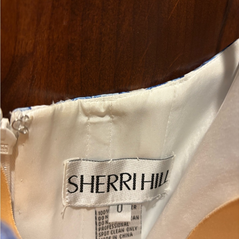 Sherri Hill Strapless Blue Floral Gown - Picture 10 of 16